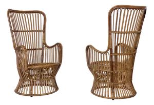 Set of Vintage Bamboo Armchairs
