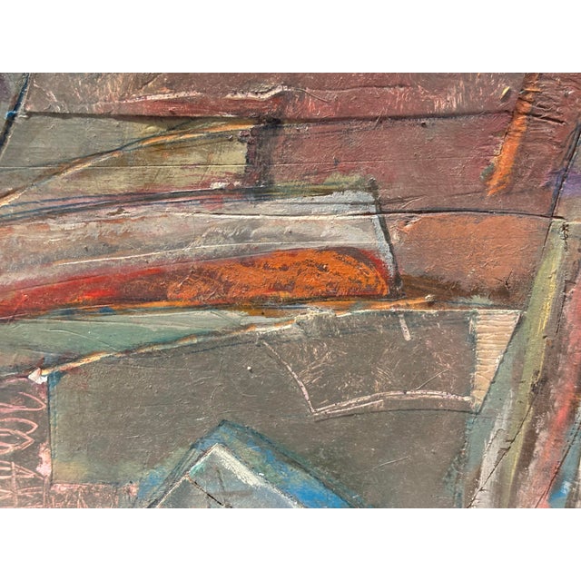 Vintage Abstract Post Modern Oil Painting on Wood by William Conger For Sale - Image 4 of 4