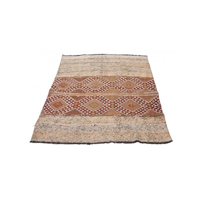 Mid-Century Modern Vintage Turkish Decorative Small Kilim - 3`9″ X 5`0″ For Sale - Image 3 of 6