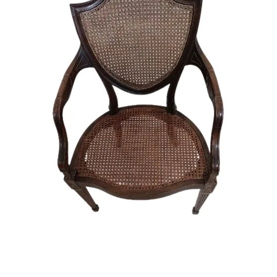 1970s Vintage French Mahogany Wood Armchair Cane For Sale - Image 9 of 9