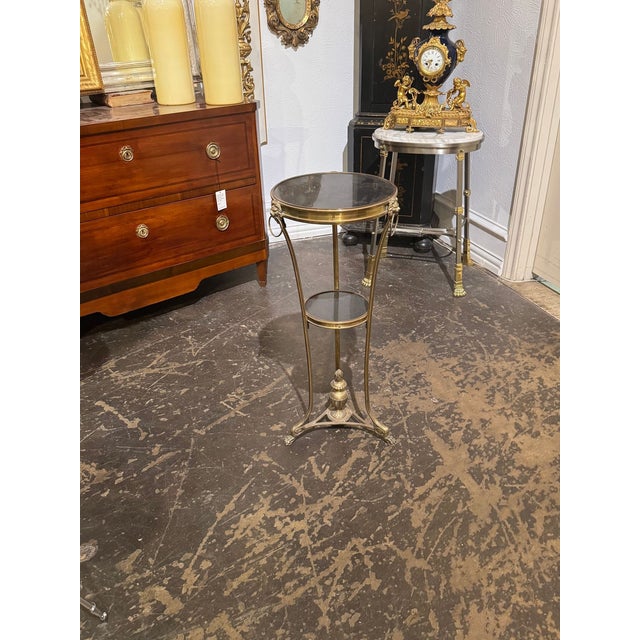 Early 21st Century French Empire Bronze and Marble Side Table For Sale - Image 5 of 7