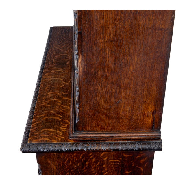 Late 19th Century Antique Architectural Cabinet Bookcase in Inlaid Oak, 1880 For Sale - Image 5 of 10