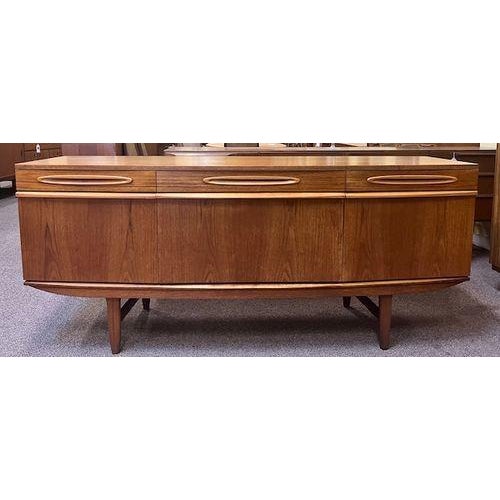 Mid Century Modern Bow Front Teak Credenza W/ Drop Front Mini-Bar c.1960 For Sale - Image 11 of 15