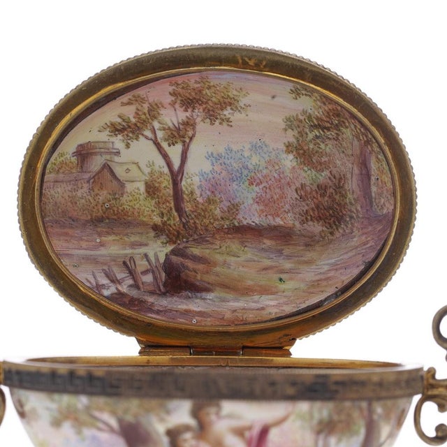 Beige 19th Century Austrian Silver & Enamel Lidded Bowl, Vienna, 1870s For Sale - Image 8 of 14