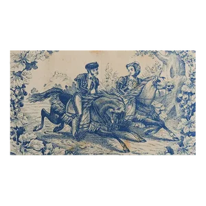 Antique Blue Magala Cigar Box Label Man Woman Horses Print