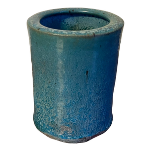 Antique 19th Century Chinese Monochrome Porcelain Brush Pot in Bright Mottled Turquoise Blue Glaze