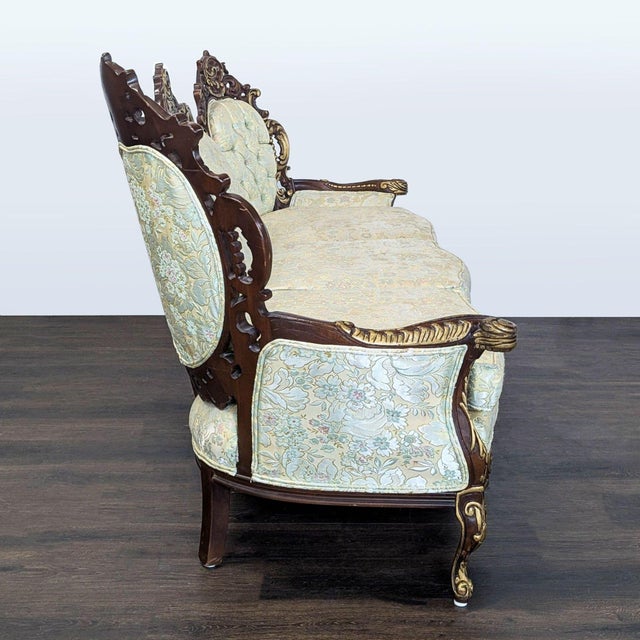 Hausske-Harlen 1981 Rococo Revival Carved Wood & Gilt Sofa For Sale - Image 4 of 9