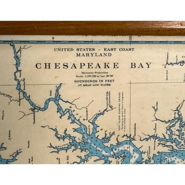 American Vintage Nautical Serving Tray With Chesapeake Bay Chart and Rope Detail For Sale - Image 3 of 8