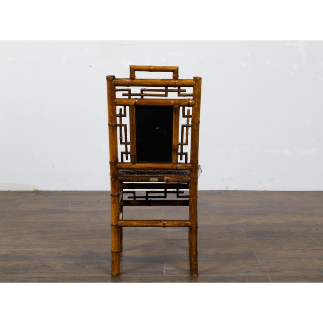Small Signed Perret et Vibert Late 19th Century Chinoiserie Bamboo Chair For Sale - Image 9 of 12