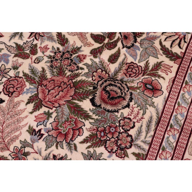 Shabby Chic Floral 1990's Pak-Persian Ivory/Ivory Wool Rug - 8'0'' X 9'0'' For Sale In New York - Image 6 of 9