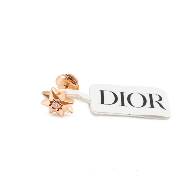 Metal Christian Dior ÉToile Des Vents 18k Rose Gold Diamond Single Pink Stud Earring For Sale - Image 7 of 8
