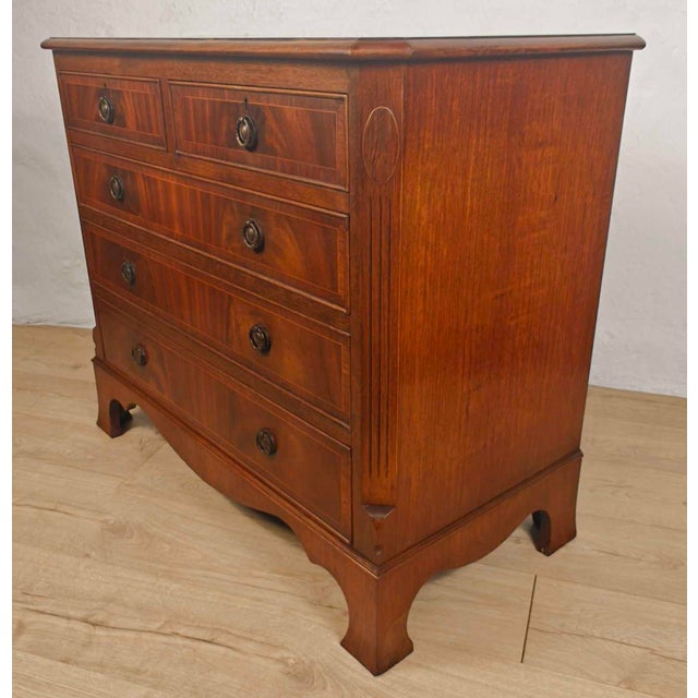 Chest of Drawers in Mahogany Drop Handles, 1980 For Sale - Image 3 of 14