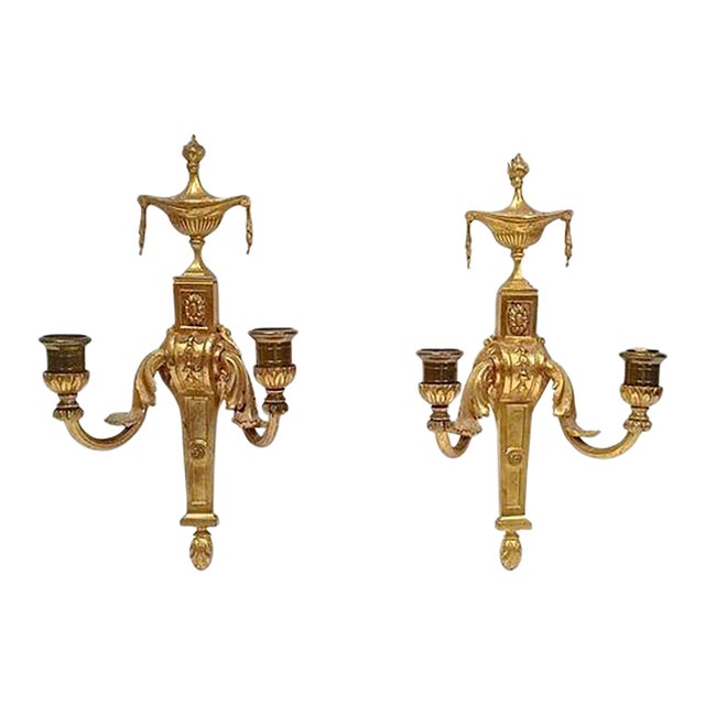 Pair Antique Gilt Empire Wall Candle Sconces For Sale