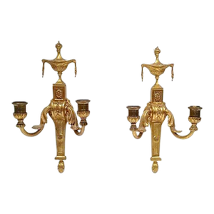 Pair Antique Gilt Empire Wall Candle Sconces