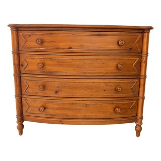 Late 20th Century Ethan Allen Faux-Bamboo Bowfront Chest of Drawers For Sale