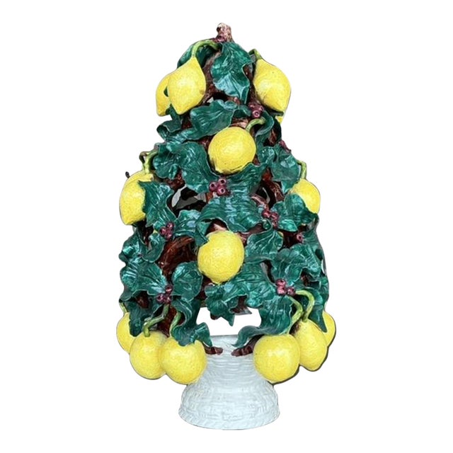 Vintage Italian Glazed Ceramic Lemon Topiary For Sale