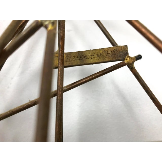 Mid-Century Modern Mixed Metal Wall Sculpture Signed Greenberg, 1968 For Sale - Image 3 of 7