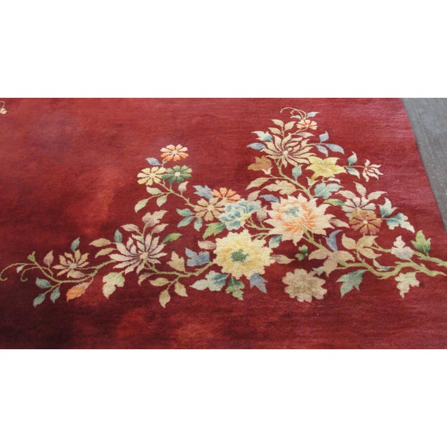 Textile Antique Art Deco Chinese Carpet, 6'6" 9'6" For Sale - Image 7 of 8