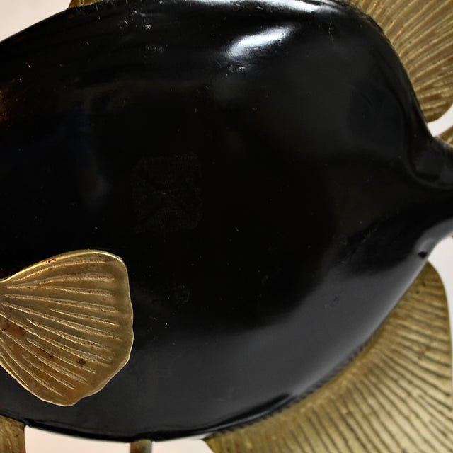 Mid-Century Modern 1970s Rosenthal Netter Brass Black Fish Sculpture For Sale - Image 3 of 7