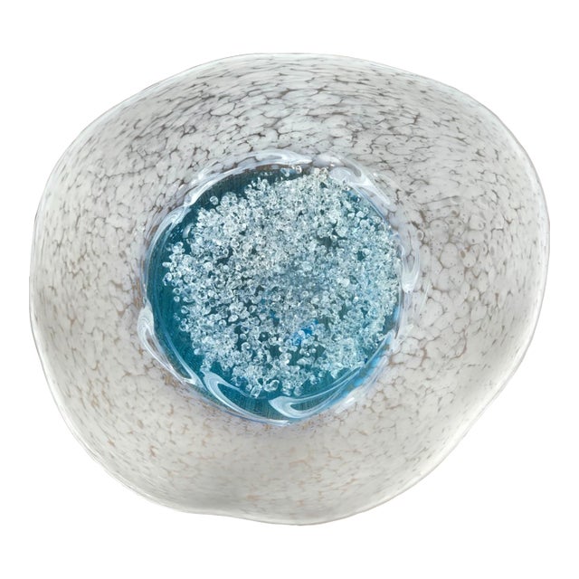 Viz Glass Aqua Frost Large Hard Candy Wall Art Platter, 7328bir 20.5" Blue For Sale