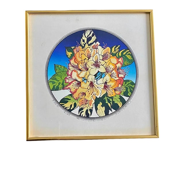 1980s “Rhododendro” Botanical Serigraph by Judy & Rip Bodman, Framed For Sale