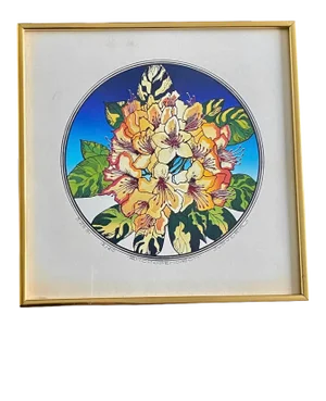 1980s “Rhododendro” Botanical Serigraph by Judy & Rip Bodman, Framed