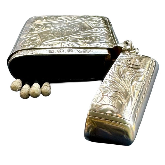 Antique English Sterling Silver Vesta Match Safe by Joseph Gloster Ltd, Birmingham 1927 For Sale In Seattle - Image 6 of 12