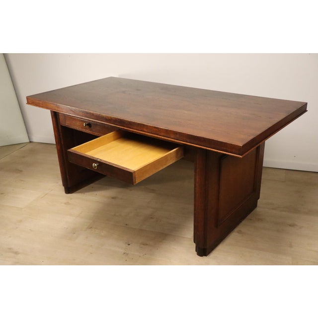 Modern Art Deco Oak Desk, 1940 For Sale - Image 11 of 18