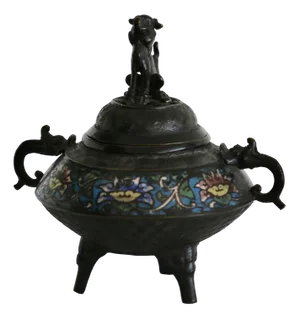 Colored Enameled Bronze Incense Burner, 1890s