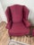 Transitional Vintage Pair Burgandy Wing Back Chairs by Hamilton House For Sale - Image 3 of 8