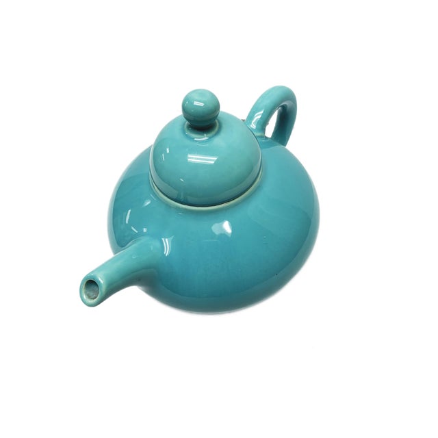 Art Deco Vintage 1938-1939 Franciscan Turquois Green Teapot For Sale - Image 3 of 7