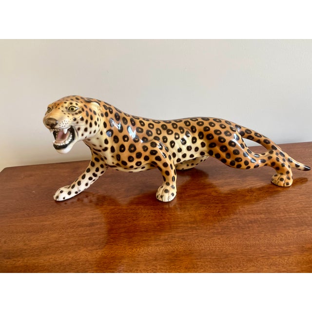 Hollywood Regency Italian Giovanni Ronzan Porcelain Leopard For Sale - Image 4 of 11