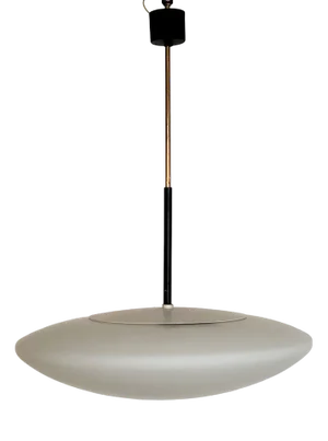 Large Italian Opaline Glass and Brass Pendant Light from Stilnovo, 1970s