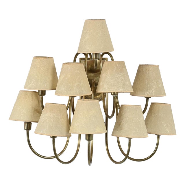 Brass 9-Arm Wall Light, France, 1950s For Sale