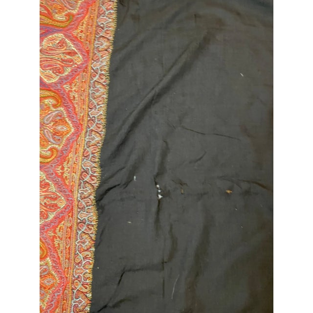 Share Huge Antique 1800's Victorian Kashmir Wool Paisley Shawl Embroidery Tapestry Art For Sale - Image 18 of 18