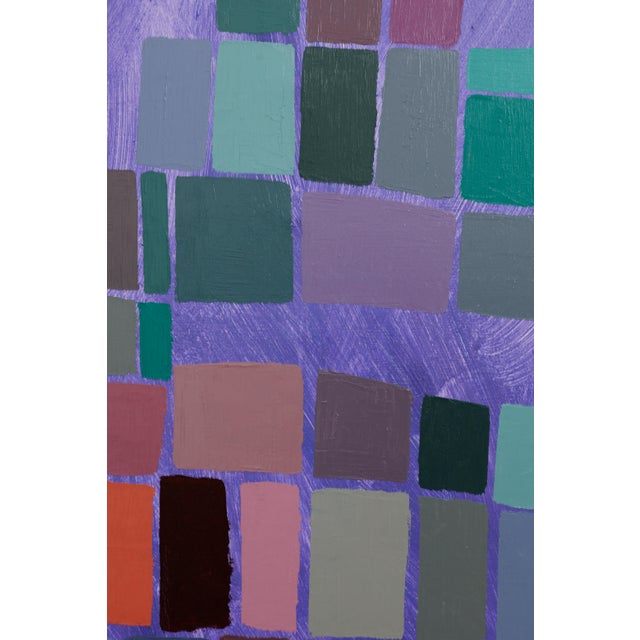 "Squares / Turquoise Purple Orange" Large Abstract Oil Painting by Simon Findlay For Sale - Image 13 of 17