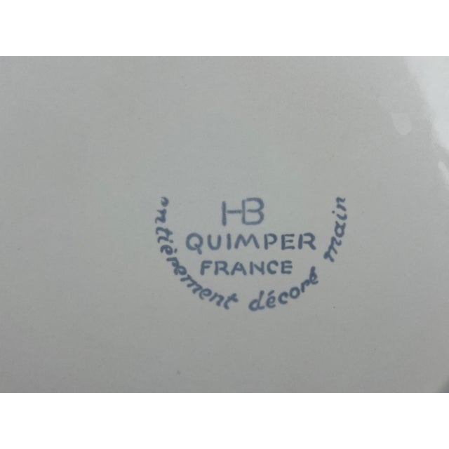 HB Quimper Odetta Vintage Hb Quimper Plate | Hand Painted Breton Couple Faience | French Folk Art Pottery For Sale - Image 4 of 10
