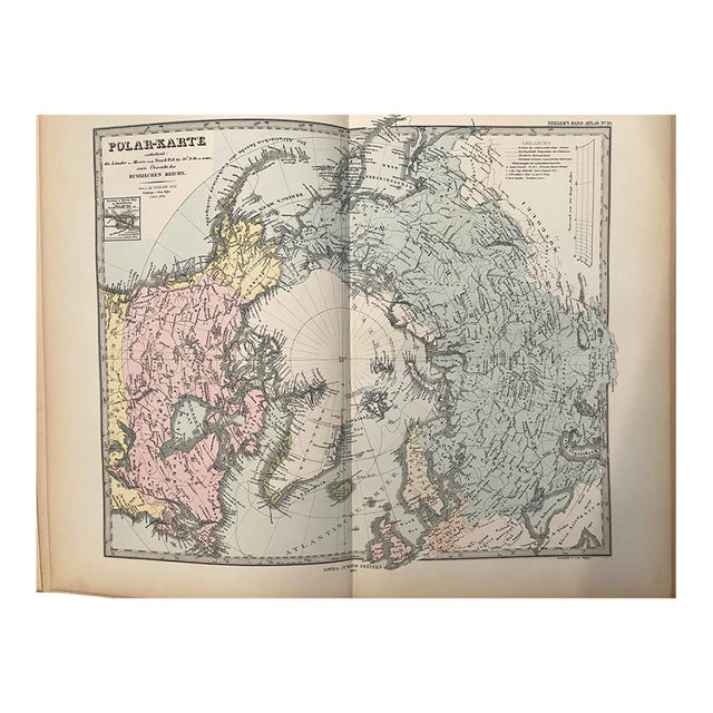 1877 Stieler Map of the North Pole For Sale
