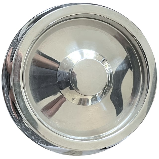 Mid-Century Modern Vintage Aluminum Chrome and Turquoise Guilloché Effect and Ice Bucket / Wine Chiller With Lid – 1970s Modern Italian Barware For Sale - Image 3 of 7