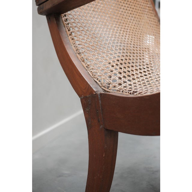 Brown Lounge Chair with Cane Seat and Swing-Out Armrests, 1870s For Sale - Image 8 of 11