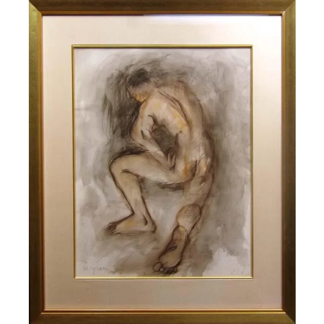 Rc Gorman "Untitled" Male Nude Original Pastel&Ink Wash W/New Custom Frame For Sale