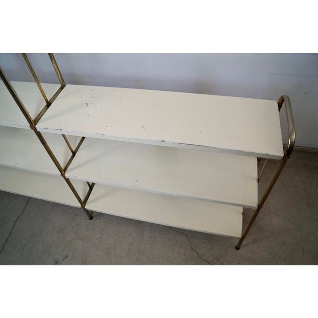 1950’s Mid-Century Modern Brass & Metal Double Shelf For Sale - Image 10 of 12