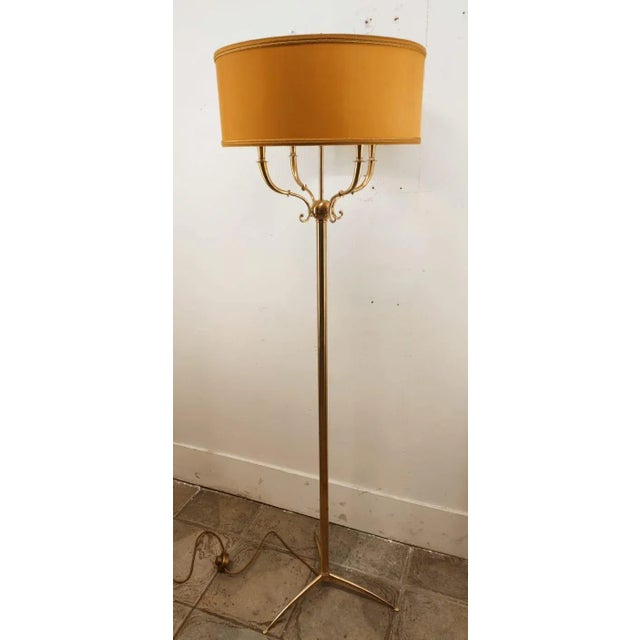 Brass Floor Lamp with 4 Lights & Lampshade For Sale - Image 11 of 15