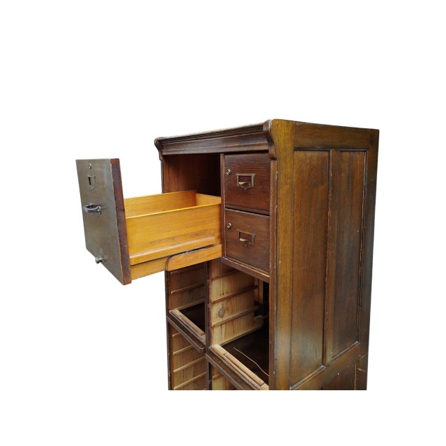 Wood Vintage Danish Industrial Archive Filing Cabinet from Silkeborg Møbelfabrik, 1920s For Sale - Image 7 of 11