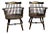 Pair Stenciled Arm Chairs Windsor Comb Backs Attrib.Nichols & Stone Harvest Farmhouse For Sale