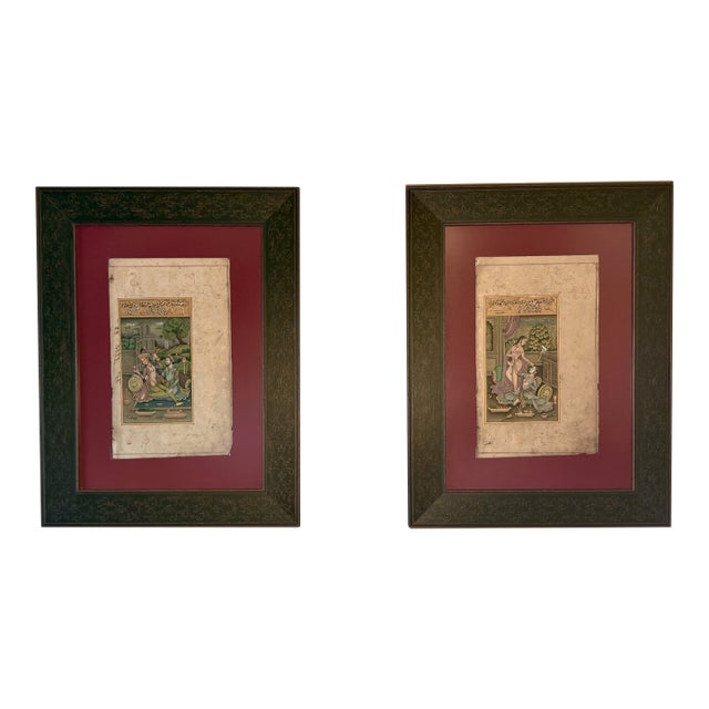 Erotica Late 19th Century Framed Set of Kama-Sutra Art - Set of 2 For Sale