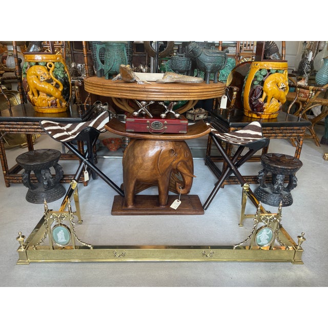 Mid 19th Century Antique English Brass & Wedgwood Fireplace Fender, 19th C. Regency For Sale - Image 5 of 13