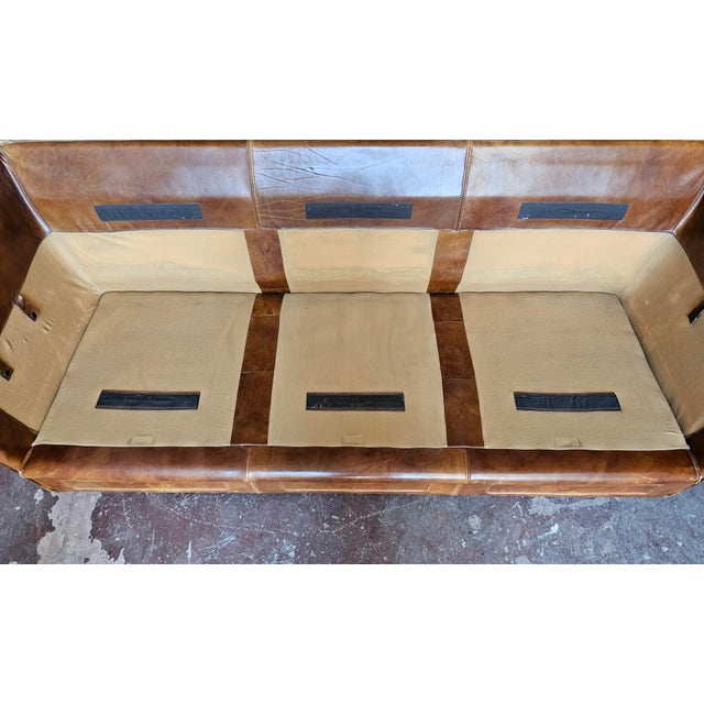 Brown Leather Sofa from Roche Bobois, 1980s For Sale - Image 10 of 11