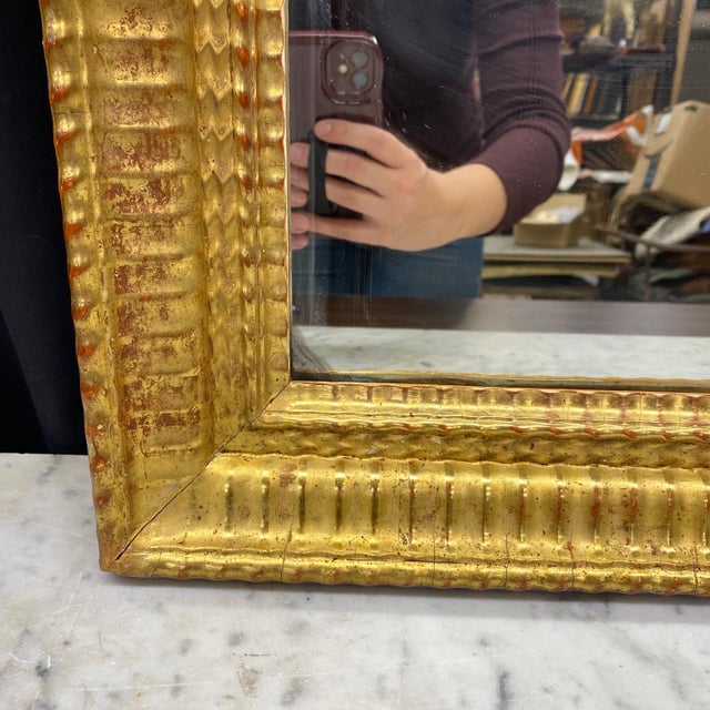 18th Century French Carved Giltwood Wall Mirror With Original Gold Leaf Paint For Sale - Image 4 of 8