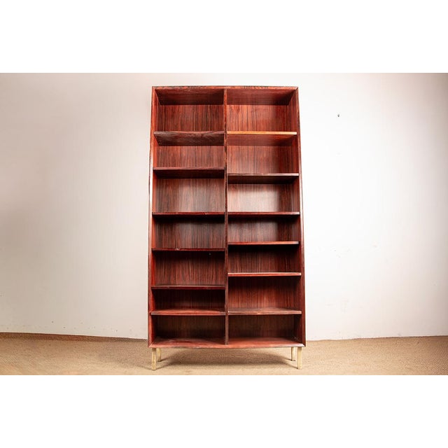 Large Danish Tall Bookcase in Rosewood by Erik Brouer for Brouers Mobelfabrik, 1960s For Sale - Image 4 of 12